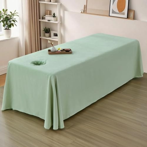 Surwin Drap pour Table de Massage avec Trou, Housse Table de Soin Esthetique Doux Lavable Drap Housse de Protection en Éponge pour Lit de Massage pour Esthetique, SPA (1658 Vert,80x190cm)