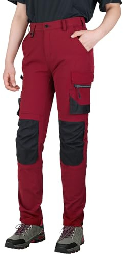 WORK IDEA Women's Cargo Work Trousers, Stretchy & Durable, Safety Utility Pants with Multiple Pockets & Knee Pad Pockets