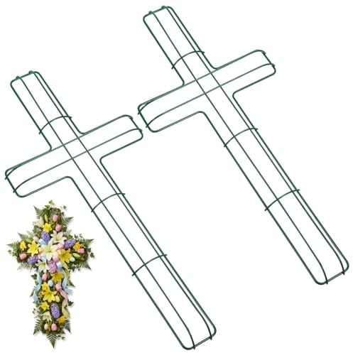 SAFIGLE 2 StüCk KreuzföRmige Eiserne Kranzrahmen DIY KranzbastelzubehöR FüR Osterdekoration Und Wanddekoration GrüN 15.75 X 7.09 Zoll