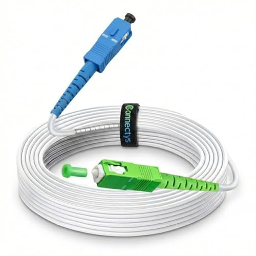 CONNECTYS Rallonge Câble Fibre Optique FREE – SC/APC vers SC/UPC Blindé Premium – Compatible Toutes Freebox (Pop, Pop S, Ultra, Ultra Essentiel, Révolution, Delta) – Blanc – 5M