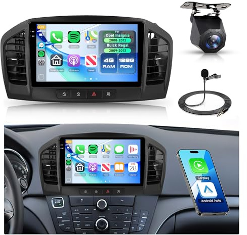 4G+128G Radio de Coche para Opel Insignia 2008-2013 / Buick Regal 2009-2013, 9 Pantalla IN-Cell Android con CarPlay Inalámbrico Android Auto WiFi/FM/RDS/EQ GPS Mirror Link Bluetooth Cámara Trasera