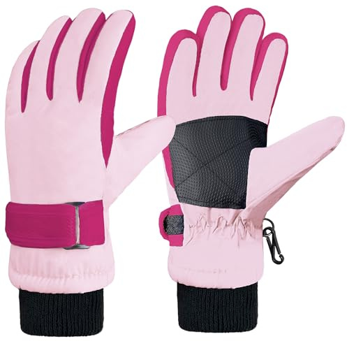 ehsbuy Thermo Winterhandschuhe Kinder Wasserdicht Warme Fleece Skihandschuhe Winddichte Anti-Rutsch Kinder Handschuhe Winter für Jungen Mädchen Schneehandschuhe Outdoor Sport