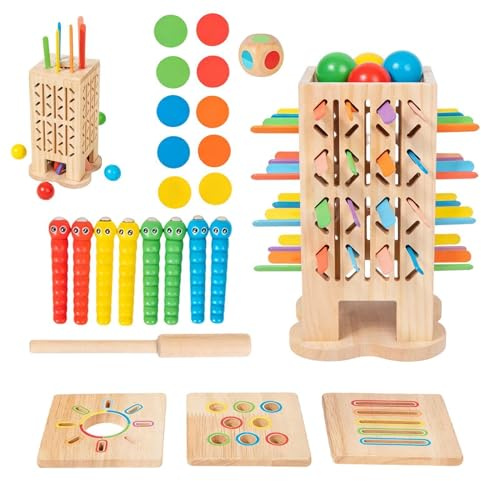 Générique Mikado spel, 5-i-1 pinne leksak med tärningar - interaktiva brädspel | för dagis klassrum, hand-öga-koordination, strategisk reflektion,