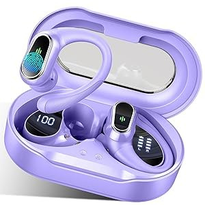 Wireless Earbuds, 2026 Bluetooth 5.4 Headphones Sport, 50Hrs HiFi Stereo Deep Bass Over-Ear buds with ENC Noise Cancelling Mic, IP7 Waterproof & LED Display Earphones with Earhooks for Workout/Running | 50HrHiFi Stereo Deep Bass Over-Ear buds, ENC Noise Cancelling Mic, IP7 Waterproof & LED Display Earphones, Earhooks