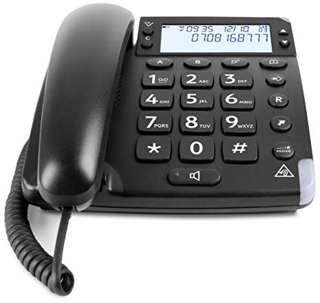 Doro Magna 4000 Telefono Fisso Casa per Anziani - Cornetta - Tasti Grandi - Volume Alto - Display - Compatibile Apparecchi Acustici - LED Chiamate - Vivavoce - No Segreteria (Nero)