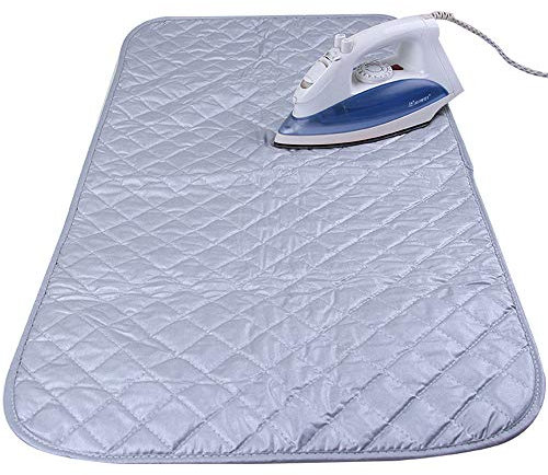 Kaxich Foldable Magnetic Ironing Mat Washer Dryer Heat-resistant Ironing Pad Blanket Thick Portable Ironing Board Cover for Table, Travel and Flat Surface 85 x 48cm Grey