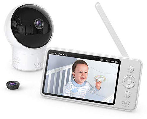 eufy Security SpaceView Babyphone mit 5 Zoll LCD-Display, 720 HD, 140m Reichweite, Weitwinkelobjektiv, präzise Nachtsicht, beidseitige Audiofunktion, 2900mAh Akku, Temperatursensor, smarte Meldungen