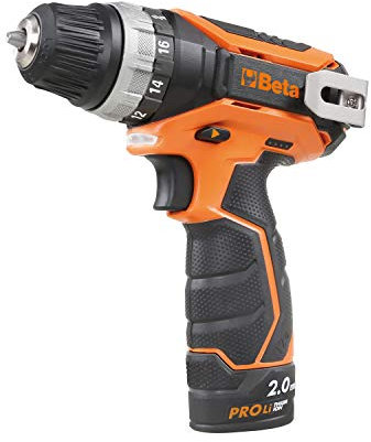 Beta 1972/12 - Trapano Avvitatore a Percussione 12V, Ultracompatto, 2 Velocità, Illuminazione LED, Impugnatura antiscivolo, Valigetta rigida con 2 Batterie 2Ah e caricatore rapido 45 minuti