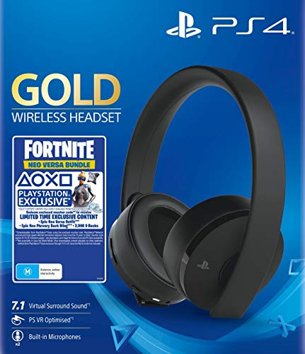 Sony Gold Black Wireless 7.1 Gaming Headset - Fortnite Neo Versa Bundle PS4 [