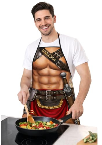 ShopINess Divertido Delantal de Gladiador Romano Divertido Accesorio para Cocina y Parrilla Original 100% Poliéster (Gladiador)