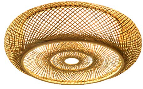 Bambus Deckenleuchte Vintage Weben Kronleuchter Natürlichen Handgemachte Gewebt Retro Rattan Deckenlampe Höhenverstellbare E27 Deckenlich Restaurant Teestube Wohnzimmer Cafe Deko Pendelleuchten,80cm