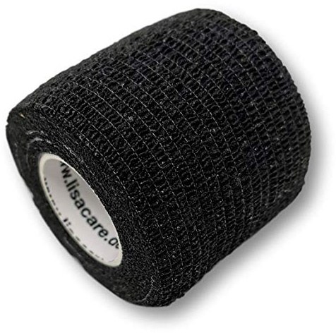 LisaCare Pflaster schwarz - 12 Rollen, 5cm breit - Medizinprodukt | Bandagen schwarz schnelle Wundversorgung mit Farb- & Motivauswahl (Schwarz) - Kohäsive Bandage