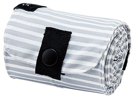 Shupatto Japansk Kompakt Hopfällbar Shoppingväska Storlek M - SEN, Vit Randig, 32 x 32 cm, Modern, Samtida