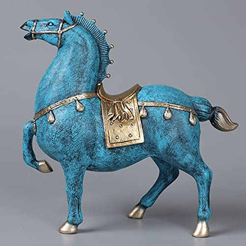 Tauzveok Figur Pferd Bronze Statue Horse Skulptur Feng Shui Tierskulptur Kunstharz Ornament Bürodekoration 24X26cm Deko Gut Als Geschenk,A