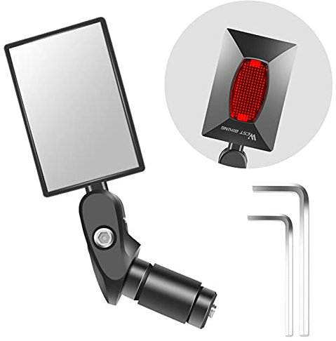 ZKHD 2 Stück Lenkerenden Fahrradspiegel 360 ° Drehbarer Lenker Konvexer Spiegel Sicherheitsrückspiegel Geeignet Für Mountainbikes Fahrradzubehör,squarerearviewmirror