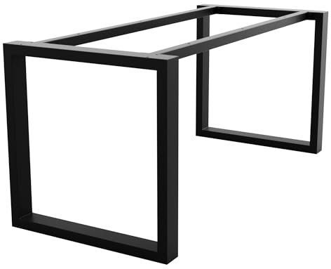 MetaloPro Tischbeine Metall, Schwerlast Stahl Schreibtisch Beine, Tischkufen Schwarz und Schrauben, Bodenschoner, Trapez Tischgestell für Moderne Couchtisch, Esstisch, Wohnzimmertisch – 170x70x72 cm