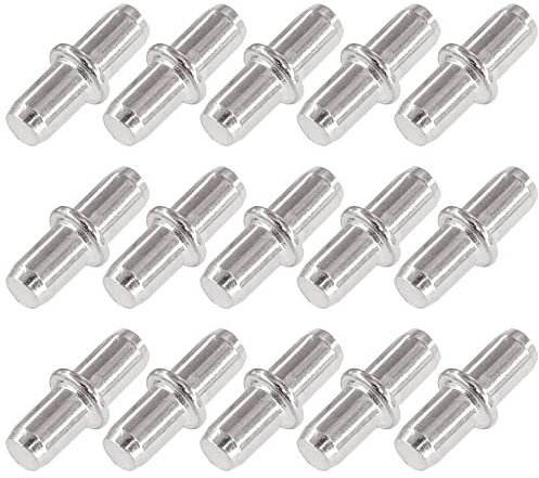 15pcs Metal Shelf Pegs Shelf Support Pins Studs,Nickel Plated Shelf Support Pins Shelf Pins,Metal Shelf Support Pegs for Office Kitchen Cabinet Furniture Kitchen Wardrobe Shelves,5x16mm