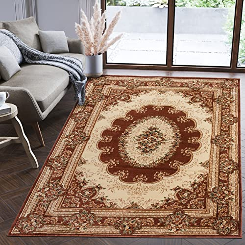 Mazovia Groß Teppich Flur 300x400cm Braun Klassisch Traditionell Weich | Teppich für Eingangsbereich Küche Büro Wohnzimmer Schlafzimmer Pflegeleicht Fußbodenheizungsgeeignet Mittelflor Synthetisch