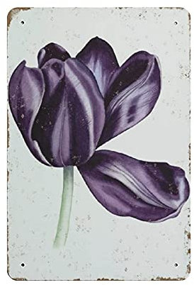 Oudrspo Cartel de hojalata de Metal, cartel de hojalata Vintage con flor de tulipán realista, cartel de Metal, decoración de pared, cocina de campo, decoración de garaje para el hogar, 12 x 8