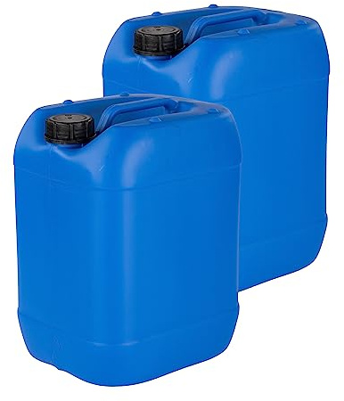 kanister-vertrieb® 2x 20 L Kanister Wasserkanister Kunststoffkanister blau DIN61+ Etiketten