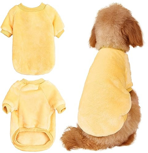 Winmany Hundepullover Welpe Weihnachten Flanell Mantel Winter Warme Kleidung Haustier Katze Weiche Onesies Jacke für Kleine Mittlere Hunde Katzen (Medium, Gelb)