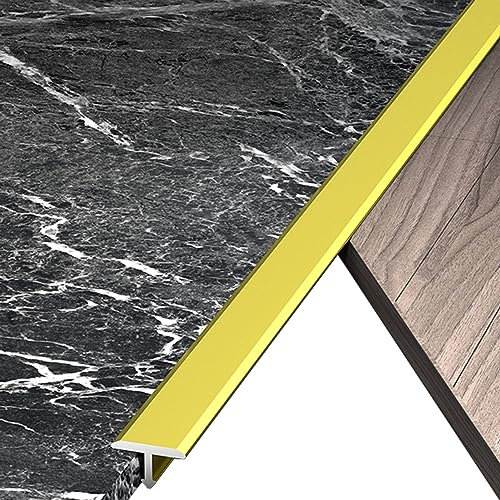 Übergangsprofil T Formen Randstreifen, 35 Metall Glattes Flat Trenner Schwellenwert, Bodenverbindungsstreifen für Teppiche zu Fliesenübergang/Holz Ungleichmäßige Böden (Color : Matte Gold)