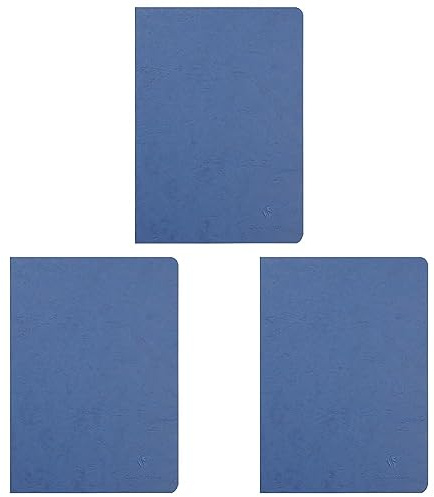 Clairefontaine 733004C Heft AgeBag (DIN A4, 21 x 29,7 cm, blanko, ideal für Ihre Notizen und Zeichnungen, 48 Blatt) 1 Stück blau (Packung mit 3)