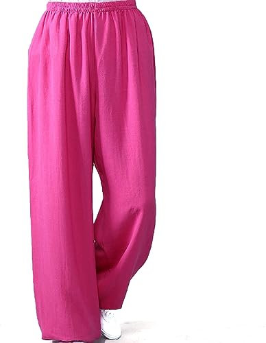 GImLy Taiji Hose Unisex Kampfkunst Kung Fu Qigong Shaolin Weite Beine Knickerbocker Aus Baumwolle Und Leinen Kampfsport Training Hose Daily Wear for Yoga and Pilates,005,XL