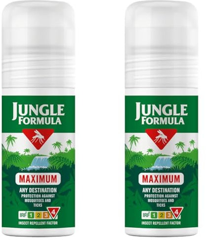 Jungle Formula Maximum Insect Repellent 50ml - Roll-On Repellent for Long-Lasting Protection - with DEET - Maximum Level of Protection Against Mosquitoes (Pack of 2)