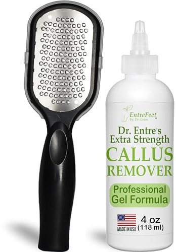 Dr. Entre's Callus Remover Gel & Foot File: Extra Strength Callus Remover for Feet, Corn Removal, Foot Callus Remover Care, Pedicure Tools Supplies, Spa Kit, Dead Skin Scrubber, 4 oz