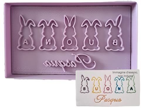 Tagliabiscotti.it - Pasqua - Tagliabiscotti Buona Pasqua con coniglietti - Formina - Cookie Cutter per biscotti frolla o decorazioni torte in pasta di zucchero - Misura 9cm x 5,5cm x1,2cm