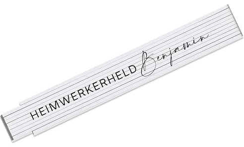 Zollstock mit Spruch personalisiert „Heimwerkerheld“ – Meterstab 2m mit 90° Rastung - Geschenk-Idee Vatertag Geburtstag Handwerker Hobby