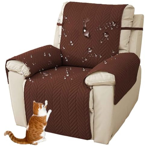 HLTQL Sesselschoner Für Relaxsessel Wasserdicht rutschfest 50cm 200cm, Sesselschoner mit Armlehne, Sessel Überzug Sesselüberwurf Sesselüberwürfe Relaxsessel mit Verstellbaren Riemen(D)