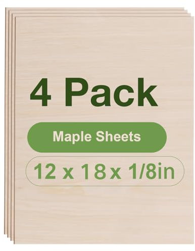 ROBOTIME Tablero Madera Contrachapada 3mm Arce A3 30×42cm 4 Piezas Tablero de Madera a Medida Para Bricolaje,Pirograbado Corte por Laser CNC Router Modelado