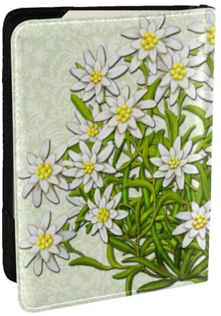 Wykjtwo Edelweiss Schweizer Bergblumen, Reisepasshülle PU Leder Reisebrieftasche Reisepasshülle Reisepasshüllen 6,5 Zoll