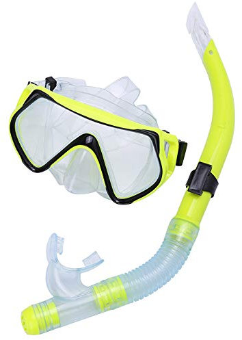 TYCIONG Set da snorkeling, maschera da snorkeling, maschera da snorkeling, maschera da snorkeling, occhiali di protezione, adatto per uomini e donne, immersioni, snorkeling, nuoto (giallo)