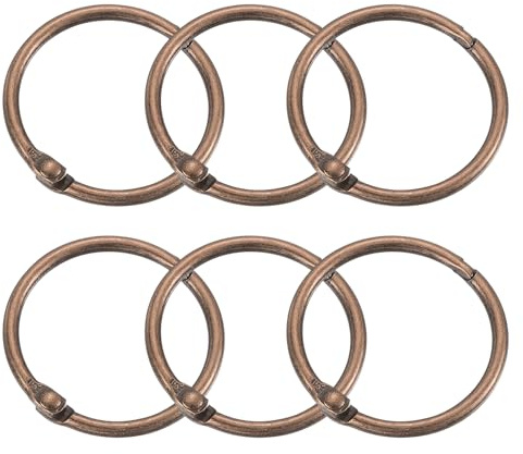 sourcing map Duschvorhangringe, 6 Stück, runde Karabinerhaken aus Karbonstahl, 3,2 cm, lose Blätter, Binderinge für Duschvorhangstangen (Kupfer)