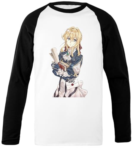 Violet Evergarden Character T-Shirt De Baseball Unisexe Blanc À Manches Noires