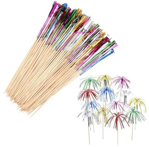 200 Pièces Inserts De Feu D'Artifice, Inserts De Cocktail, Accessoires De Décoration De Cocktail, Bâtons De Décoration De Gâteaux, Bâtons De Feu D'Artifice Décoratifs