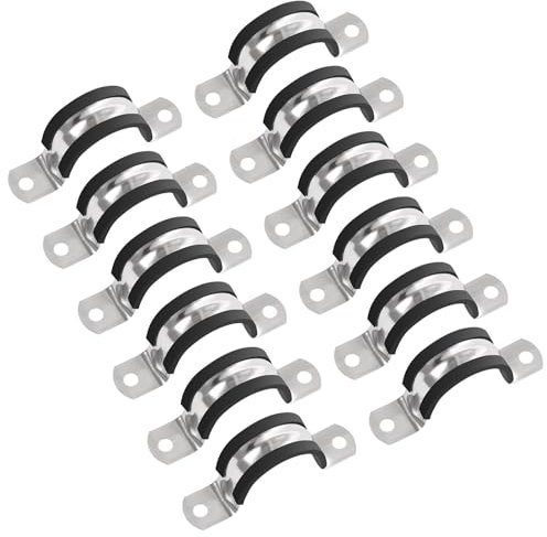 YIEMI Pipe Clamps，63mm Diameter 304 Stainless Steel Pipe Strap u-Tube Strap Clamp for Tube, Pipe or Wire Cord(12 Pcs)