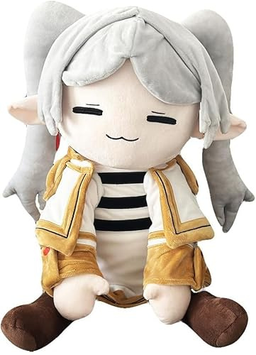Gluckhapi Frieren Anime Stuffed Figure Frieren Pillow Throw Cushion Cuddle Cute Cartoon Gift Decoration for Bedroom Sofa 75cm