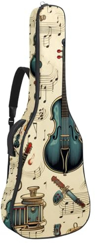 KengjuTesu 109,9 cm (43 Zoll) Akustikgitarre weicher Koffer mit Rucksackgurt und 2 Taschen, bunte Musikinstrumente E, keine Polsterung, Rucksack, wasserdicht, Oxford-Stoff, Bassgitarre, Gigbag für