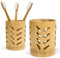 Porte Brosse à Dents Bambou avec Évacuation pour Salle de Bain avec Drainage, 2PCS Porte-Brosses à Dents Écologique avec Base en Liège, Rangement Brosse a Dent, Dentifrice & Rasoirs