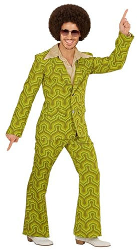 W WIDMANN MILANO Party Fashion - Completo anni '70 | Stile groovy, con giacca e pantaloni, look disco, hippie e flower power, costume per Carnevale e feste a tema