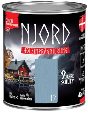 Njord Impregnación para madera, 750 ml, color para madera (19) Olas Atlánticas, protección para madera, hasta 9 años, barniz para madera, resistente a la intemperie