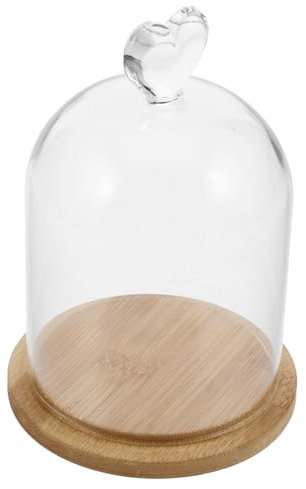 HAMPPLIES Cloche Verre Transparent avec Base pour Fleurs Préservées Et Bougies Parfumées Design Romantique avec Poignée Forme De Cœur pour Décoration Intérieur