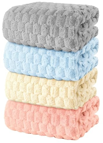 meishiqi Microfiber Bath Towels Large, 4-Pack, Super Absorbent, Quick Dry, Plush and Fluffy, Luxury Towel Set for Bathroom, Spa, Gym, Travel - 27.5″ x 55″, Mixed Colors