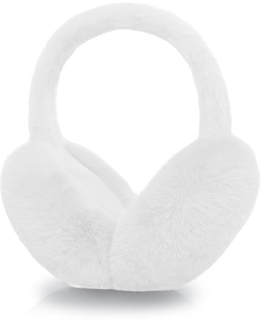 Kuchisity Warme Ohrenwärmer, Winter Plüsch Earmuffs für Männer und Frauen Faltbare Plüsch Ohrenschützer Bequemer Weicher für Winter Reiten - Weiß