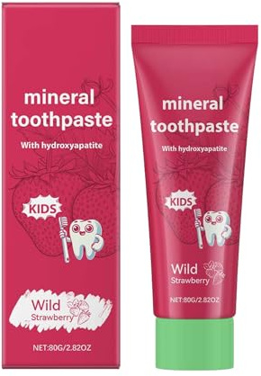 Natural Probiotic Hydroxylapatite Dentifrice pour enfants, goût fraise, blanchiment des dents doux et protection pour les dents sensibles, sans fluorure, avec goût fraise sauvage (1)