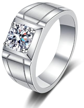 Beydodo Verlobungsring Platin 950, Eheringe Herren Einzeln Solitär mit 0.5ct Diamant Siegelring Jahrestag Hochzeit Ringe Männer Gr.65 (20.7)